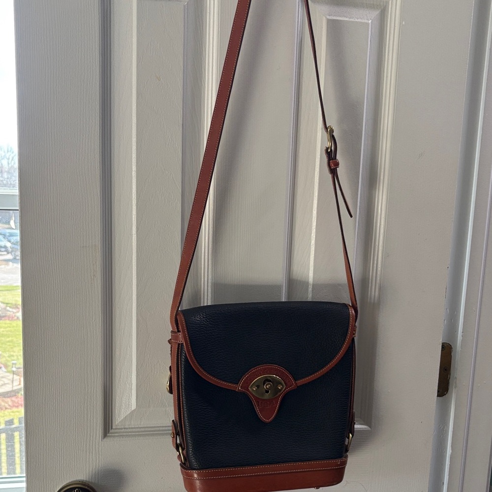Dooney & Bourke vintage black and Brown Leather Crossbody with Turn-Lock
